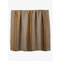 Harmony Haomy - Plaid rayé 135x190 cm en lin lavé - Taille Unique - Marron