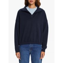 Esprit - Ruimvallende trui met reverskraag katoenblend - XS/S Maat - Blauw