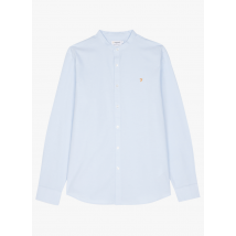 Farah - Camisa de algodón slim fit bordada con cuello redondo - Talla S - Azul