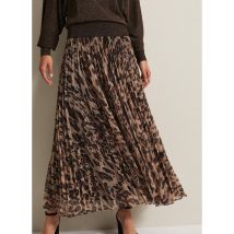 Phase Eight - Lange rok van lurex met luipaardprint - 12 Maat - Bruin