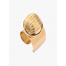 Satellite Paris - Brede ring met grote - geribde kraal - Een Maat - Goudkleurige