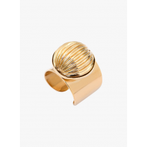 Satellite Paris - Brede ring met grote - geribde kraal - Een Maat - Goudkleurige