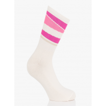 Pieces - Gestreepte katoenen sokken - Een Maat - Roze