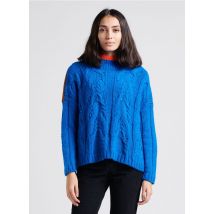 Dr Bloom - Ruimvallende trui met opstaande kraag in contrasterende kleur - S/M Maat - Blauw
