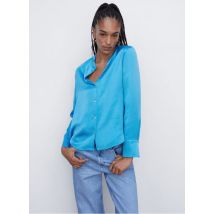 Mango - Satijnachtige blouse met klassieke kraag - XXS Maat - Blauw