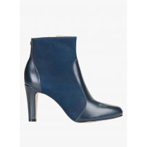 Cosmoparis - Botines de tacón bimateria de piel - Talla 38 - Azul