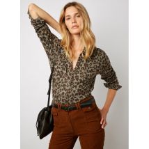 Gerard Darel - Blouse met klassieke kraag en print katoenblend - 2 Maat - Bruin