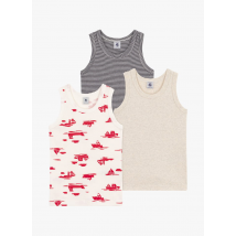 Petit Bateau - Lote de 3 camisetas sin mangas de algodón orgánico - Talla 2A - Multicolor