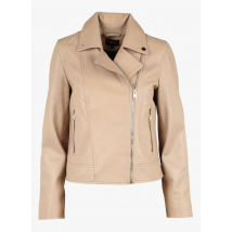 Caroll - Recht - leren jasje met reverskraag - 38 Maat - Beige