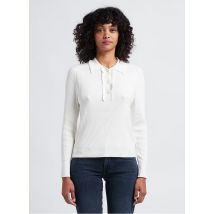 Pablo - Top met klassieke kraag en ribtextuur - 1 Maat - Beige