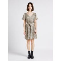 One Step - Korte jurk met v-hals en print - 42 Maat - Beige