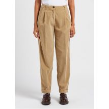 Pomandere - Katoenen ribbroek met toelopende pijpen - 40 Maat - Bruin