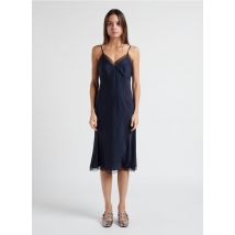 Pablo - Halflange - rechte jurk met v-hals - 38 Maat - Blauw