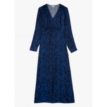 An'ge - Lange jurk met v-hals en print - L Maat - Blauw