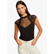 Morgan - Kanten top met korte mouw - M Maat - Zwart
