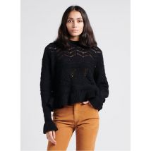 Vila - Rechte trui van katoen- en wolmix met ronde hals - L Maat - Zwart