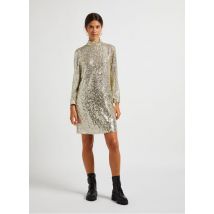 Maison 123 - Robe courte col rond à sequins - Taille 42 - Beige