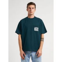 Chevignon - Camiseta de mezcla de algodón serigrafiada con cuello redondo - Talla S - Caqui