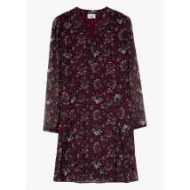 An'ge - Halflange jurk met tuniekhals en bloemenprint - L Maat - Prune