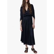 Zadig&voltaire - Lange jurk met v-hals en plooitjes - L Maat - Blauw