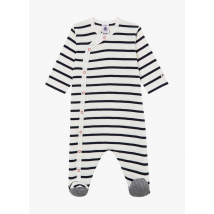 Petit Bateau - Pijama de algodón a rayas - Talla 12M - Blanco