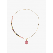 L'atelier Des Dames - Messing halsketting met schakelkettinkje en siersteentjes - Een Maat - Multikleurig