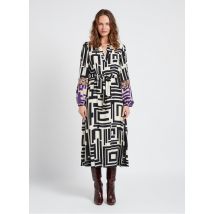 Stella Forest - Lange - rechte jurk met klassiek kraag - 42 Maat - Zwart