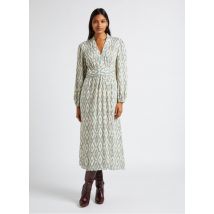 Stella Forest - Lange - uitlopende jurk met v-hals en print - 36 Maat - Blauw