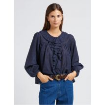 Bellepiece - Ruimvallende overhemd met ronde hals - M Maat - Blauw