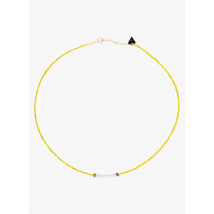 Mon Precieux Gem - Collar con perlas y piedra de jaspe - Talla única - Amarillo