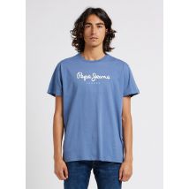 Pepe Jeans - Katoenen t-shirt met ronde hals en zeefdruk - M Maat - Blauw