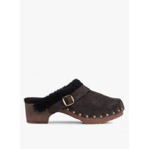 Bosabo - Gevoerde klompen van veloursleer - 38 Maat - Bruin