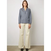 Gerard Darel - Top met v-hals en print katoenblend - 2 Maat - Blauw