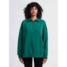 Swildens - Katoenen sweater met opstaande kraag en rits - S Maat - Groen
