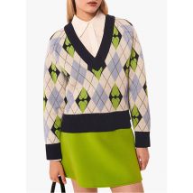 Tara Jarmon - Pull Col V imprimé en coton mélangé - Taille 0 - Bleu