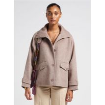 Sessun - Abrigo corto de mezcla de lana con cuello clásico - Talla M - Gris