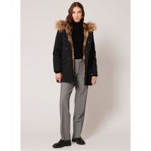 Zapa - Parka à capuche en fourrure véritable et coton - Taille 38 - Noir