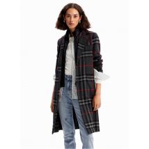 Desigual - Karierter kombi-mantel mit reverskragen - Größe S - Schwarz