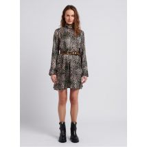 Heimstone - Korte - ruimvallende jurk met opstaande kraag en luipaardprint - 36 Maat - Multikleurig
