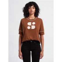 Swildens - T-shirt met ronde hals en print - M Maat - Bruin
