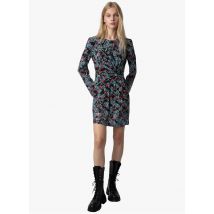 Zadig&voltaire - Korte jurk met bloemenprint en ronde hals - S Maat - Zwart