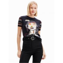 Desigual - Tee-shirt col rond sérigraphié en coton - Taille L - Noir