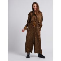 Heimstone - Uitlopende jumpsuit met victoriaanse kraag en print - 38 Maat - Kakigroen