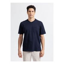 New Man - Tee-shirt droit col rond en coton biologique - Taille L - Bleu