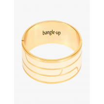 Bangle Up - Armband van geëmailleerd verguld metaal met grafisch patroon - 1 Maat - Beige