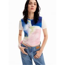 Desigual - Tee-shirt col rond imprimé - Taille L - Bleu