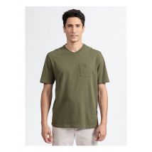 New Man - Tee-shirt droit col rond en coton biologique - Taille L - Vert