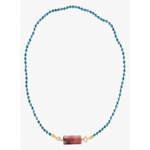 Mon Precieux Gem - Halssnoer van opaal en turquoise details - Een Maat - Blauw