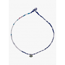 Mon Precieux Gem - Stoffen ketting met print en hanger - Een Maat - Blauw