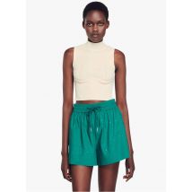Sandro - Short de algodón orgánico con strass - Talla 42 - Verde